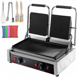 Kommersiell smörgåspress 220V Elektrisk smörgåspressgrill 3600W smörgåspressmaskin Brödrost Dubbla huvuden Panini Grill Press Brödrost Sandwich kommersiell maskin