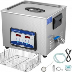 Ultrasonic Cleaner 15L Smycken Rengöring Ultrasonic Machine Digital Ultrasonic Delar Cleaner Värmare Timer Smycken Rengöring Kit Industriell Sonic Cleaner för smycken Klocka Ring Tandglas