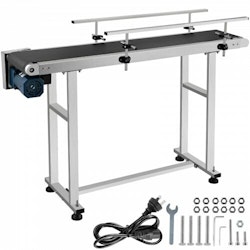 PVC-band Elektrisk transportörmaskin 1500MMx198MM Justerbart transportörbord 0-25M/min Transportband rostfritt stål antistatisk kodmaskin med dubbel skyddsräcke