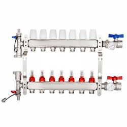 PEX Radiant Floor Manifold 7 Loop 1/2 Inch Radiant Golvvärme Fördelare Set PEX Rostfritt stål Radiant Heat Manifold Automatisk luftventil (7 Loop)