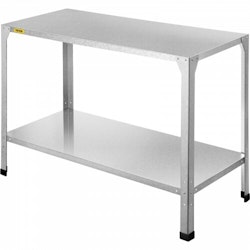 Krukbänk, 20"L x 46"B x 32"H, Weather Steel Outdoor Workstation Bord med justerbar hylla, Flerbruks trädgårdsbänk för växthus, uteplats, veranda, bakgård, Silver