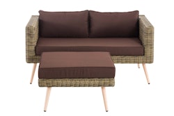 2-sits Molde soffa med fotpall rund rotting natura 45 cm (ljusbrun)