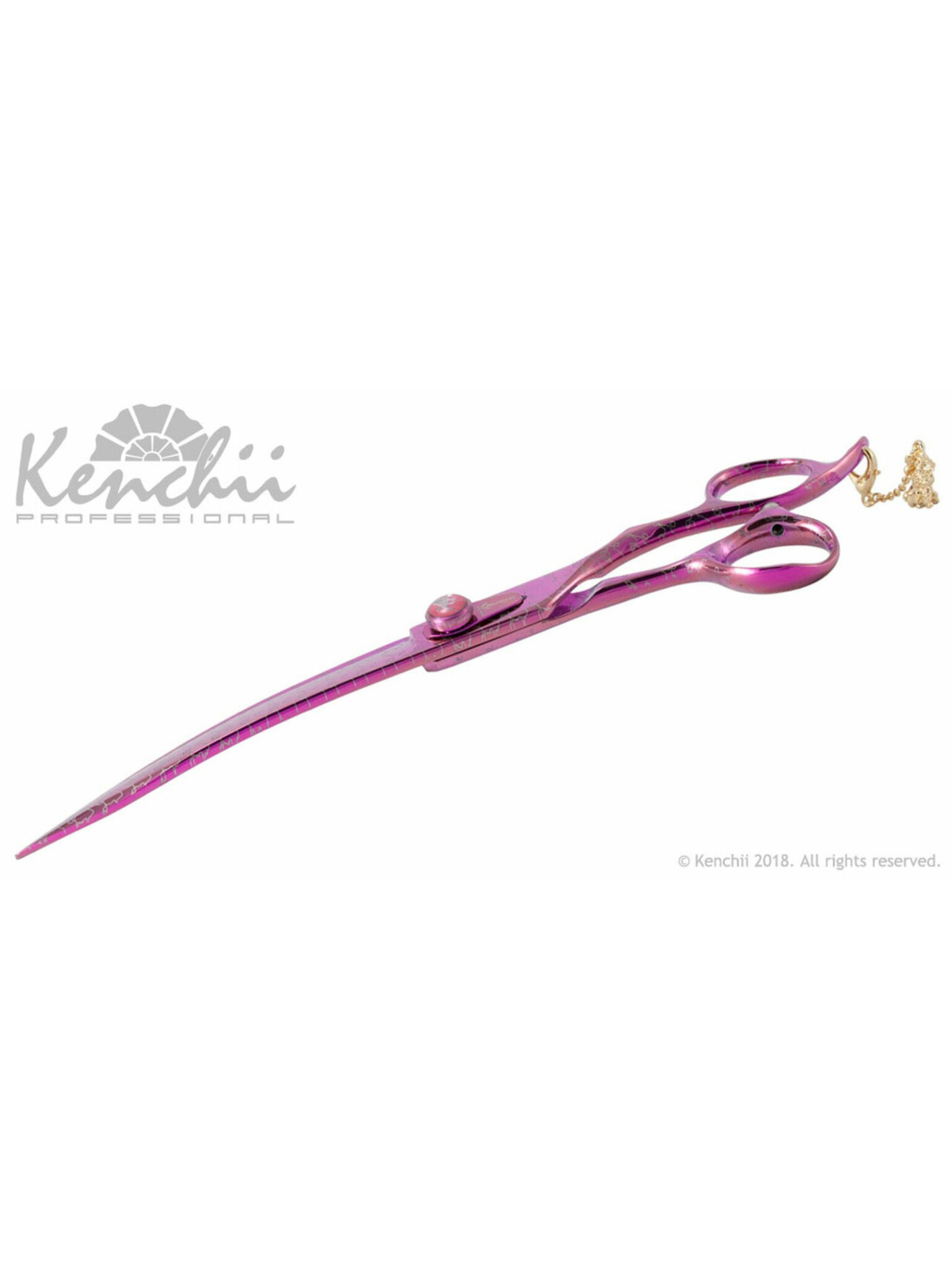KENCHII -PINK POODLE Curved Scissors 8"
