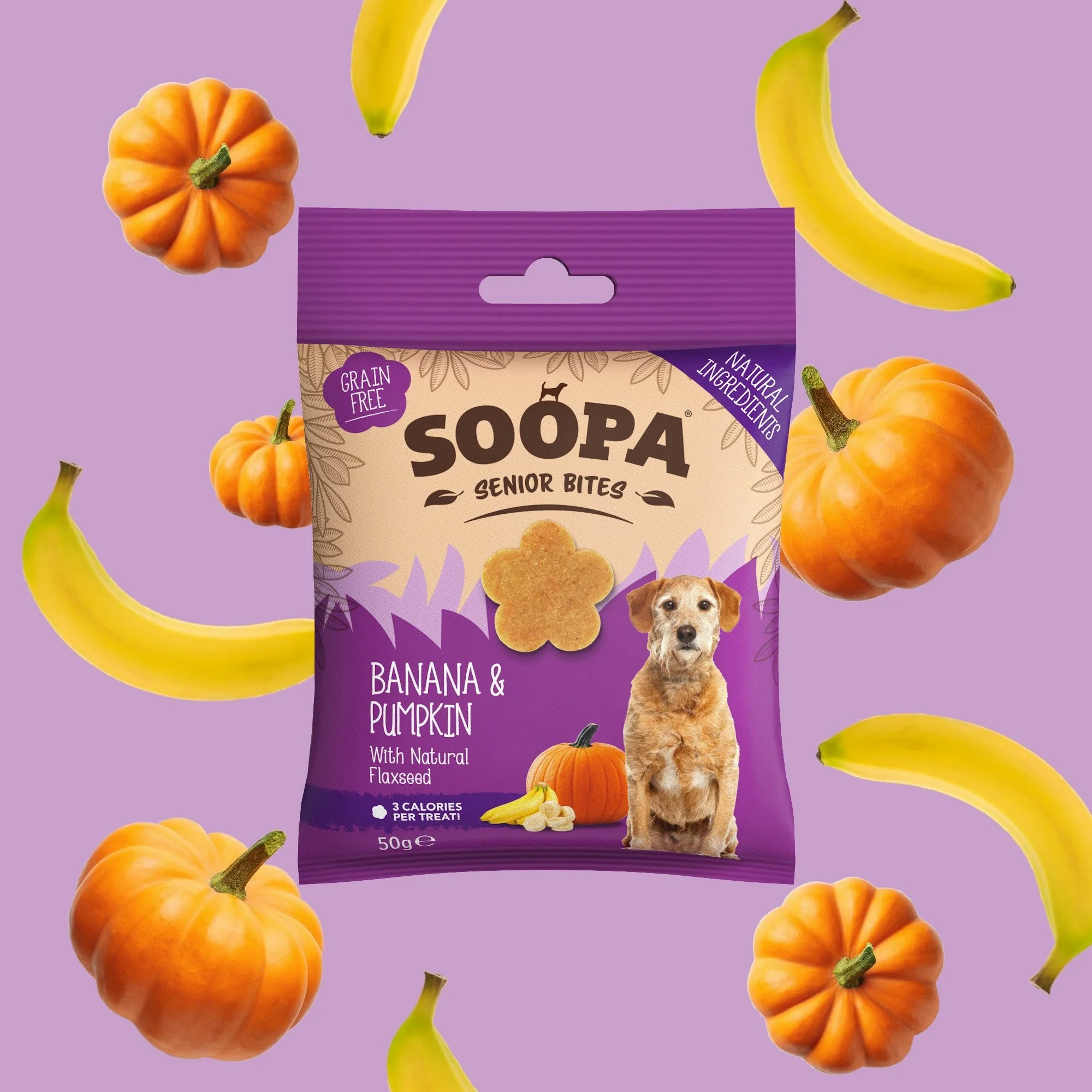 SOOPA Banana, Pumpkin & Flaxseed Healthy Bites for Senior Dogs