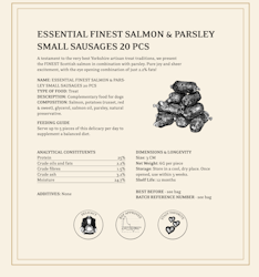 ESSENTIAL FINEST SALMON & PARSLEY SMALL SAUSAGES 20stk