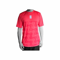 Recycled Performance T-shirt - Red with Pattern on front