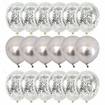Silver Chrome/Konfetti Ballong Set. 20 Delar