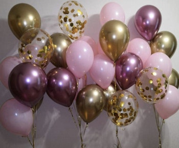 Ballong Bukett I Rosa/Guld Chrome. 28 Delar