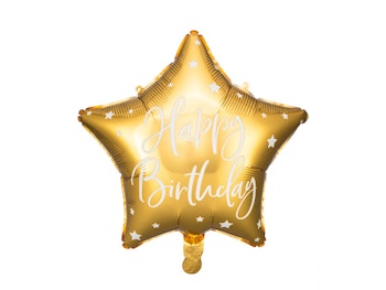 Happy Birthday Stjärna Folie Ballong - Guld.