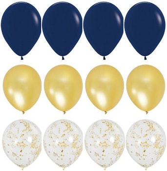 Ballong Bukett i Marinblå/Guld. 15 Pack