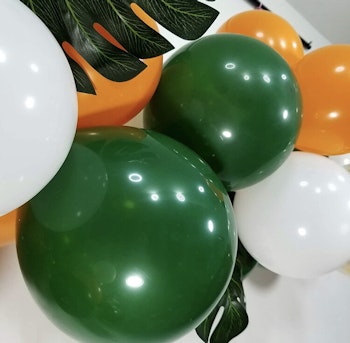 DIY Ballongbåge i Orange/Grön/Vit. 100 Delar