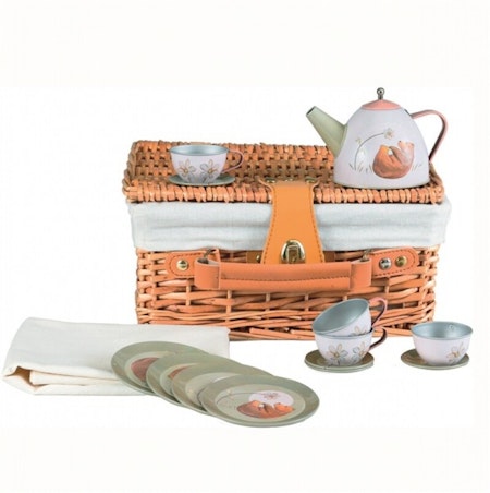 Servis skogen i picknickkorg rotting
