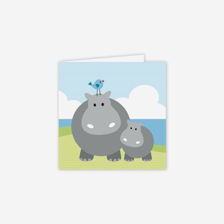 Födelsedagskort Hippo med baby