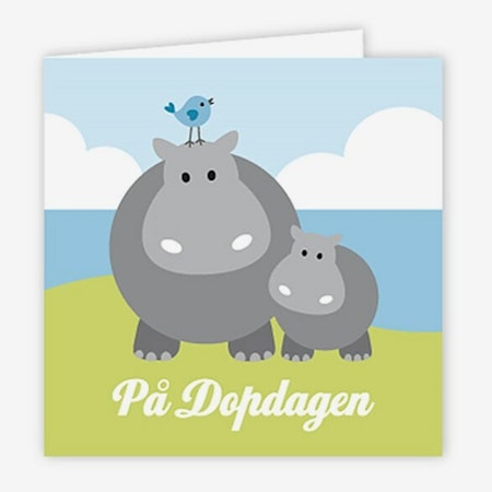 Dopkort hippo med baby