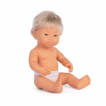 Miniland Docka Blond pojke med Downs syndrome 38cm