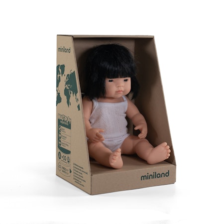 Miniland Docka Asiatisk flicka med glasögon 38cm
