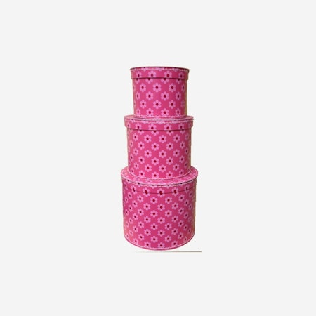 Förvaringsboxar blommor, rosa/röd
