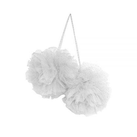 PomPom vita med glitter