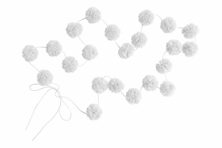 Mini pompom girland vit
