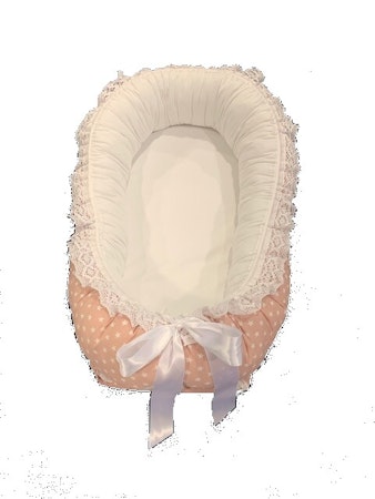 Babynest rosa/vit stjärna bomull