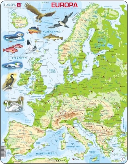 Pussel Europa, topografiskt