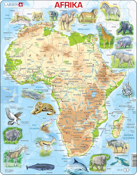 Afrika karta med djur - Larsen