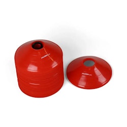Markeringskoner 50 st | Låga koner | Röda | Diameter 19 cm, Höjd 5 cm
