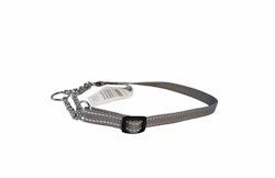 Halsband silvergrå med reflex halvstryp modell ställbart