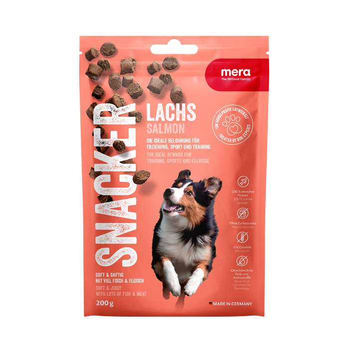 MERA Snacker lax 200g - Mjukt hundgodis (KORT DATUM)