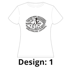 Källhagens unika staffe t-shirt (dam) olika motiv