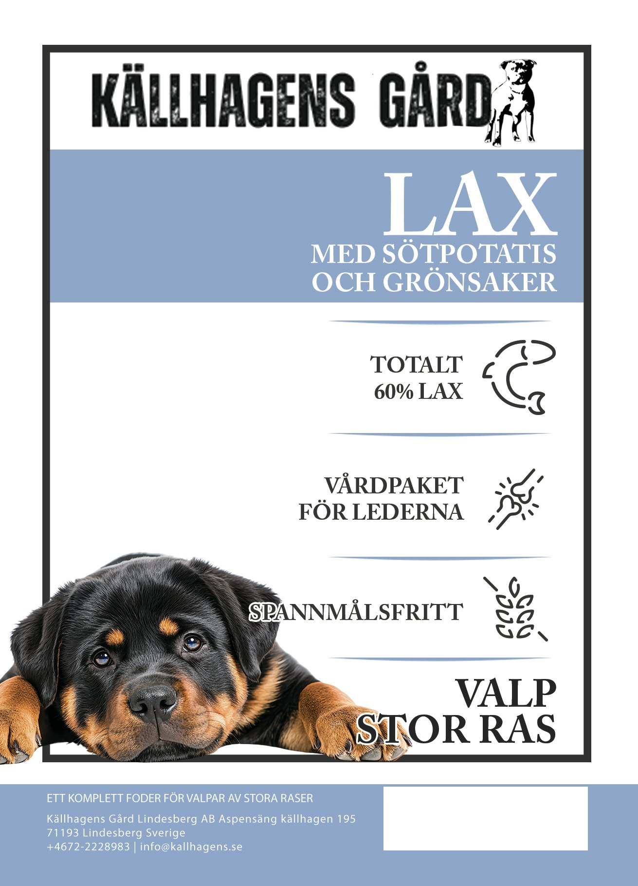 Källhagens gård - valpfoder - Lax med smarriga grönsaker och sötpotatis