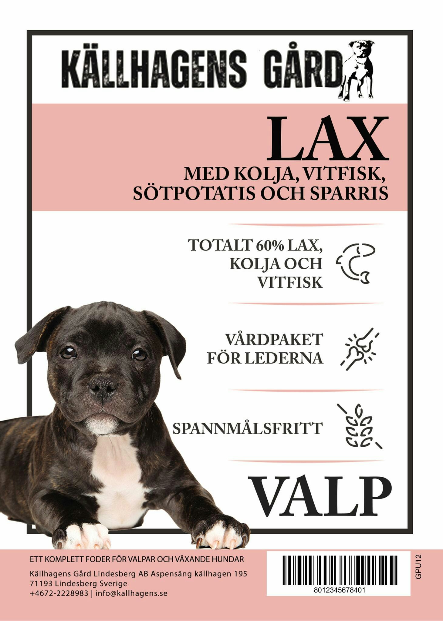 Källhagens gård - valpfoder - Lax, kolja, vitfisk med smarrig sötpotatis och sparris