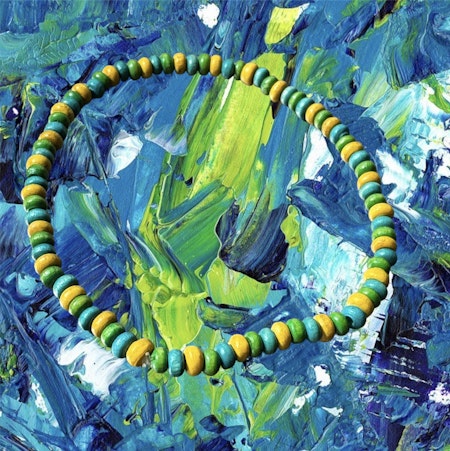 Armband enkel Turkos-grön-gul