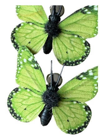 2-pack grön fjäril clip, 5 cm