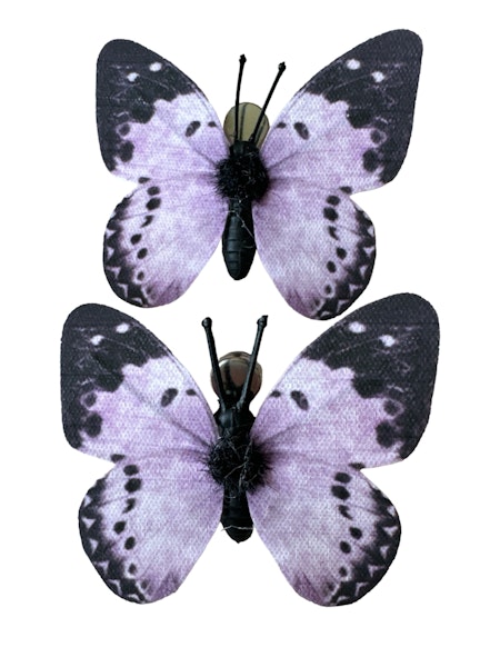 2-pack lila fjärilar clip