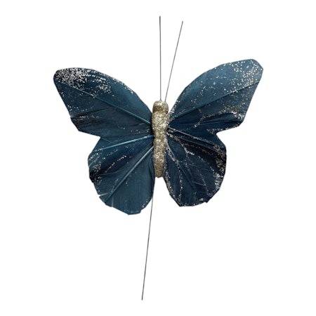 Fjäril Julie blå glitter, 9 cm