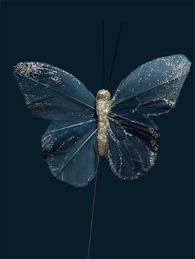 Fjäril Julie blå glitter, 9 cm