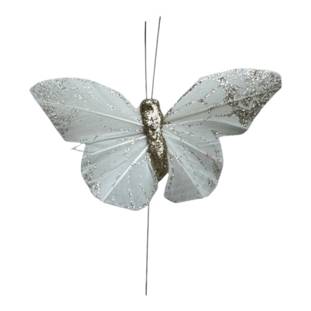 Fjäril Julie glittervit, 9 cm