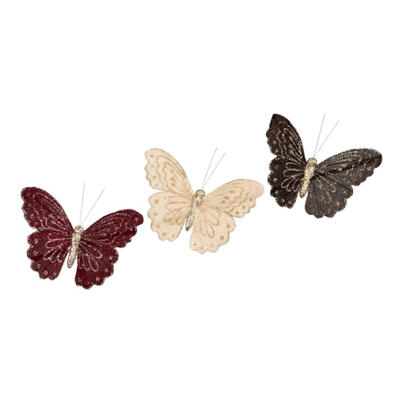 Velvet mix fjärilar 14 cm 3-pack