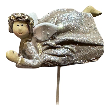 Ängel tös 5 cm  beige glitter blomstick