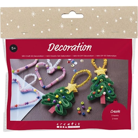 Mini DIY kit dekoration hjärtan och granar