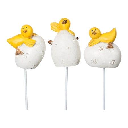 3 st Ägg Kyckling Stick Mix Poly 3 cm