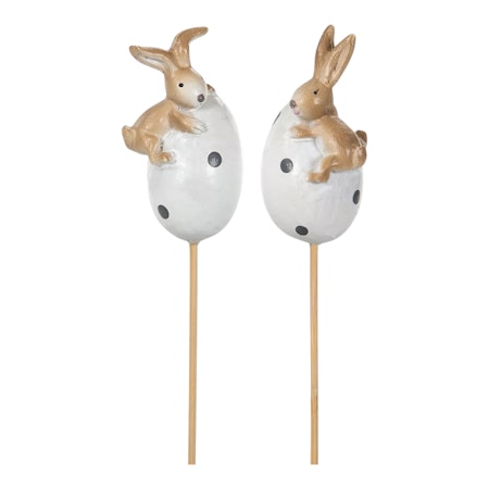 2 st Kanin På Ägg Stick Mix Poly 5 cm
