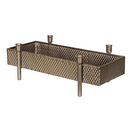 Ljusstake antik mässing, 46,5x23x15 cm