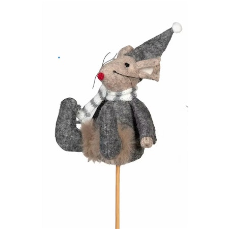 Grå sittande tomtemus, 9 cm