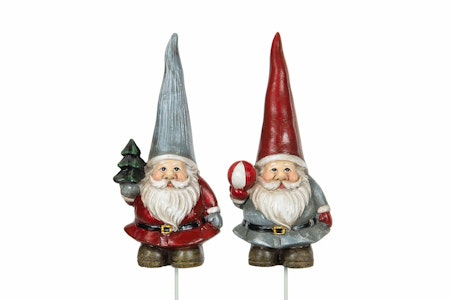 Röd tomte blomsterpinne 10 cm