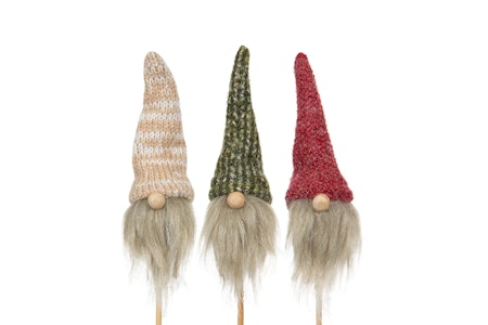 Röd luva tomte blompinne 10 cm