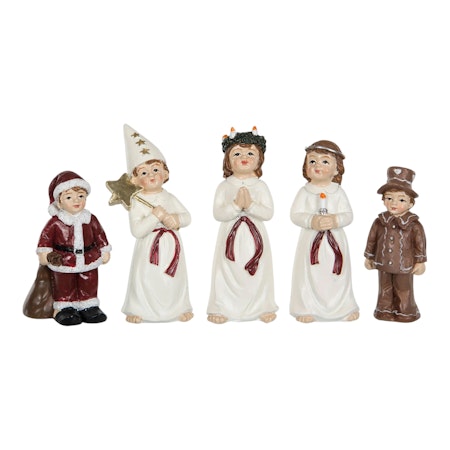 Luciatåg 5 figurer, ca 7 cm