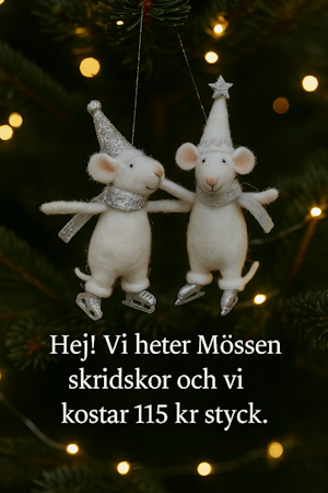 2 st Ulldjur Möss Skridskor Mix 13,5cm