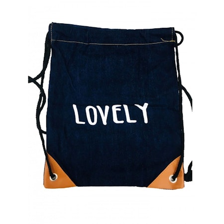 Gympapåse i Denim med texten 'LOVELY'